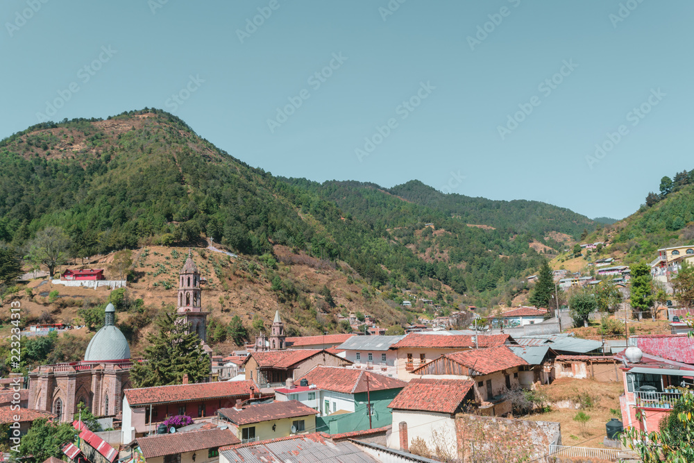 Panoramic view of angangueo's magic town at Mexico