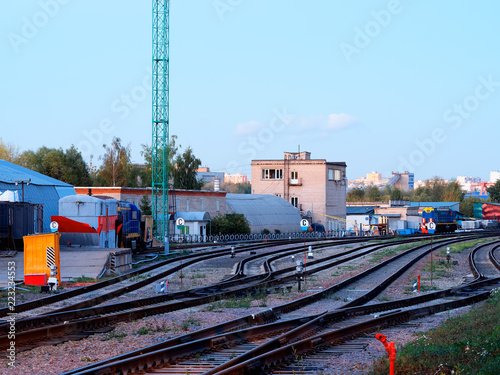 Railroad in Moscow suburbs background