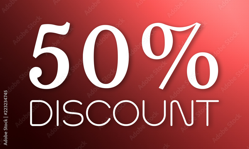 50% Discount - white text on red background 50% Discount - white text on red background