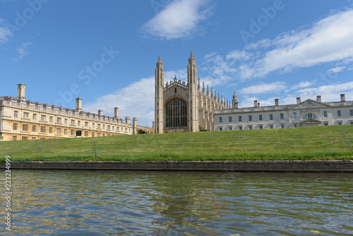 Clare and Kings College viewed from River Cam in Cambridge, UK