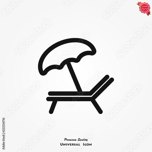 Chaise longue icon vector on white background