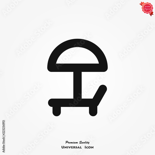 Chaise longue icon vector on white background