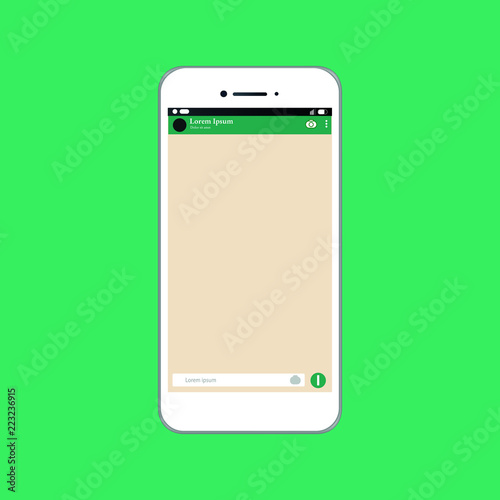 social network, green  modern smartphone, vector