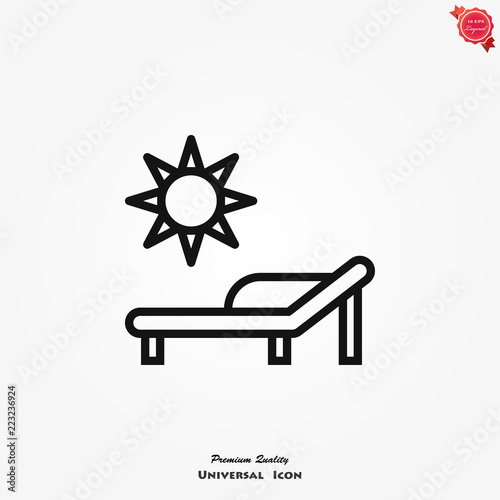 Chaise longue icon vector on white background