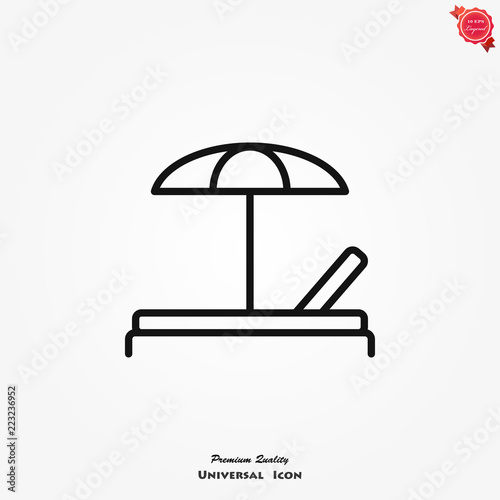 Chaise longue icon vector on white background