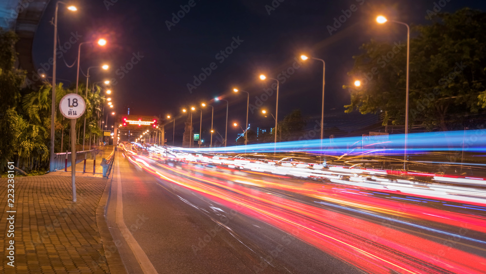 Car lights In traffic at night Car lights In traffic at night