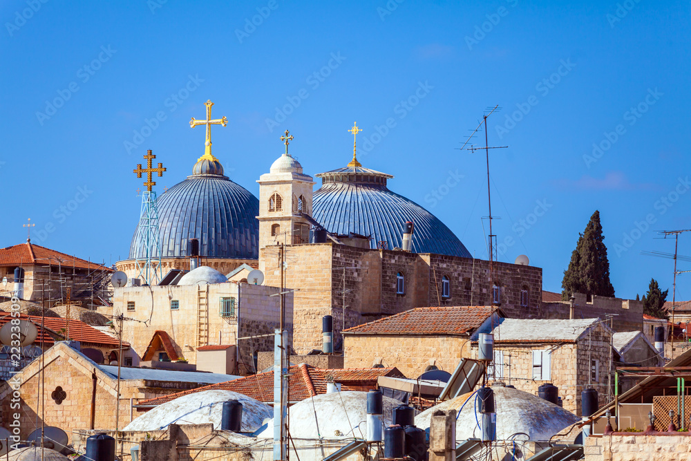 Roofs of Old City with Holy Sepulcher Chirch Dome, Jerusalem