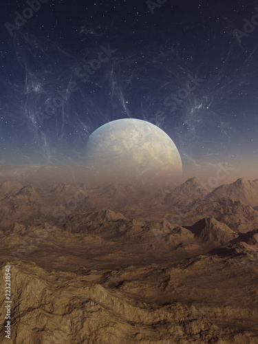 Fototapeta Naklejka Na Ścianę i Meble -  3d rendered Space Art: Alien Planet - A Fantasy Landscape