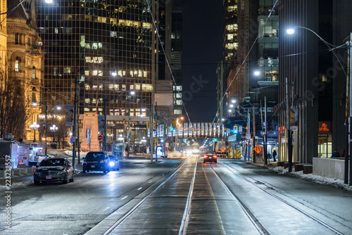 Photography Night view of the street of Toronto