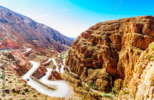 View on narrow street in Gorges du Dades in Morocco photo
