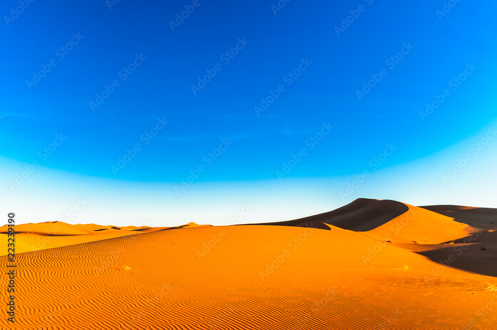 View on desert landscape of the Sahara next to Mhamid in Morocco