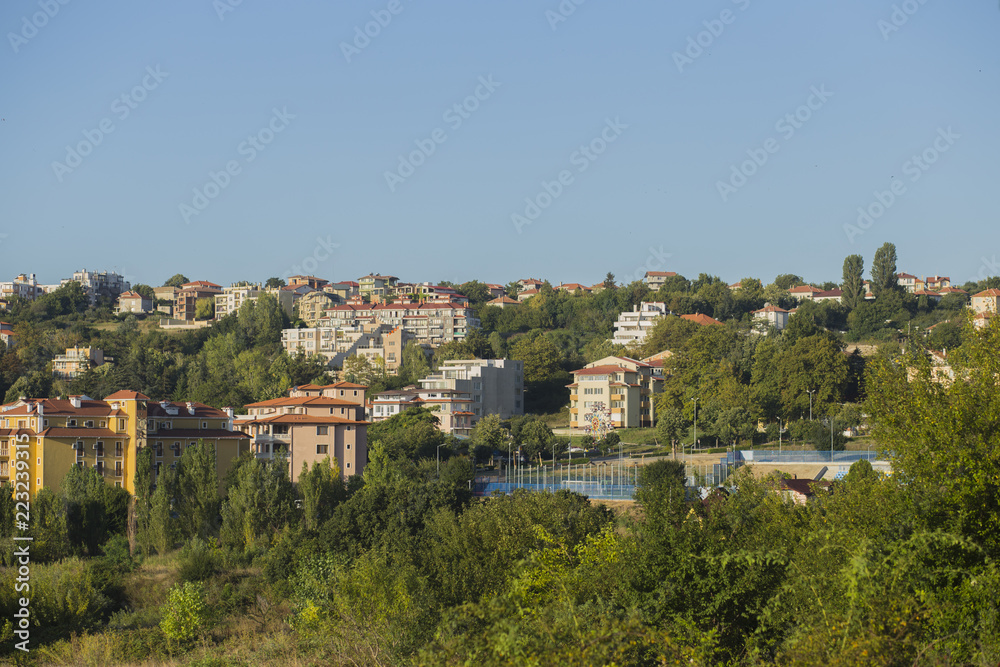 The Bulgarian resorts in the summer. The city of Byala in the morning sun. European recreation area.