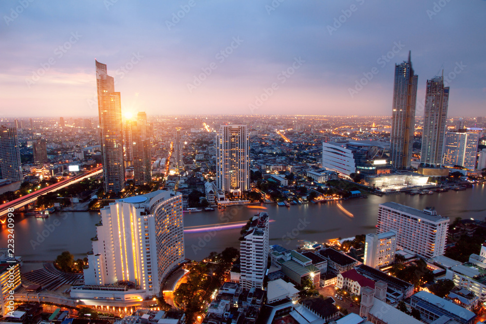 Naklejka premium Cityscape Bangkok miasto Azja Tajlandia Skyline