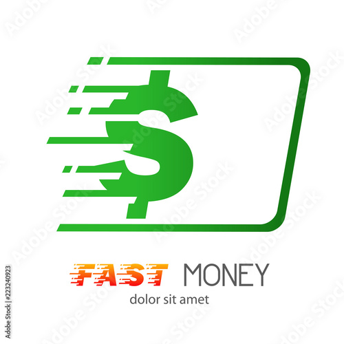 Logotipo FAST MONEY con billete dolar en color verde