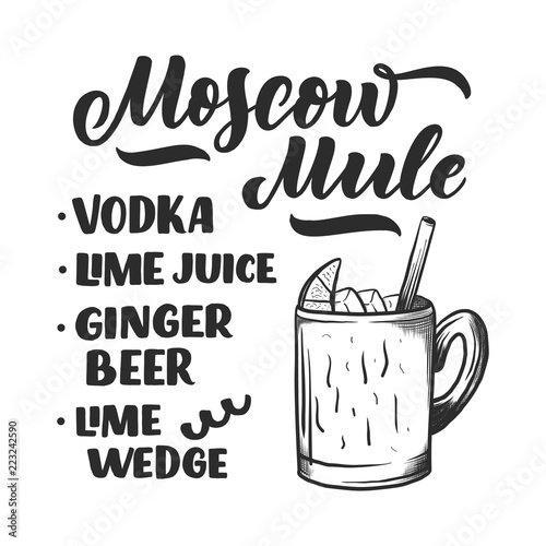 Lettering name of cocktail recipe. Template for card banner and poster for bar menu and restaurant