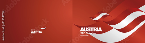 National Day Austria flag ribbon two fold landscape background