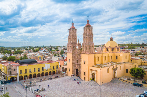 Beautiful aerial view of the main Church of Dolores Hidalgo in Guanajuato, Mexico photo