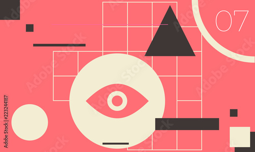 Minimal geometric web banner design vector template