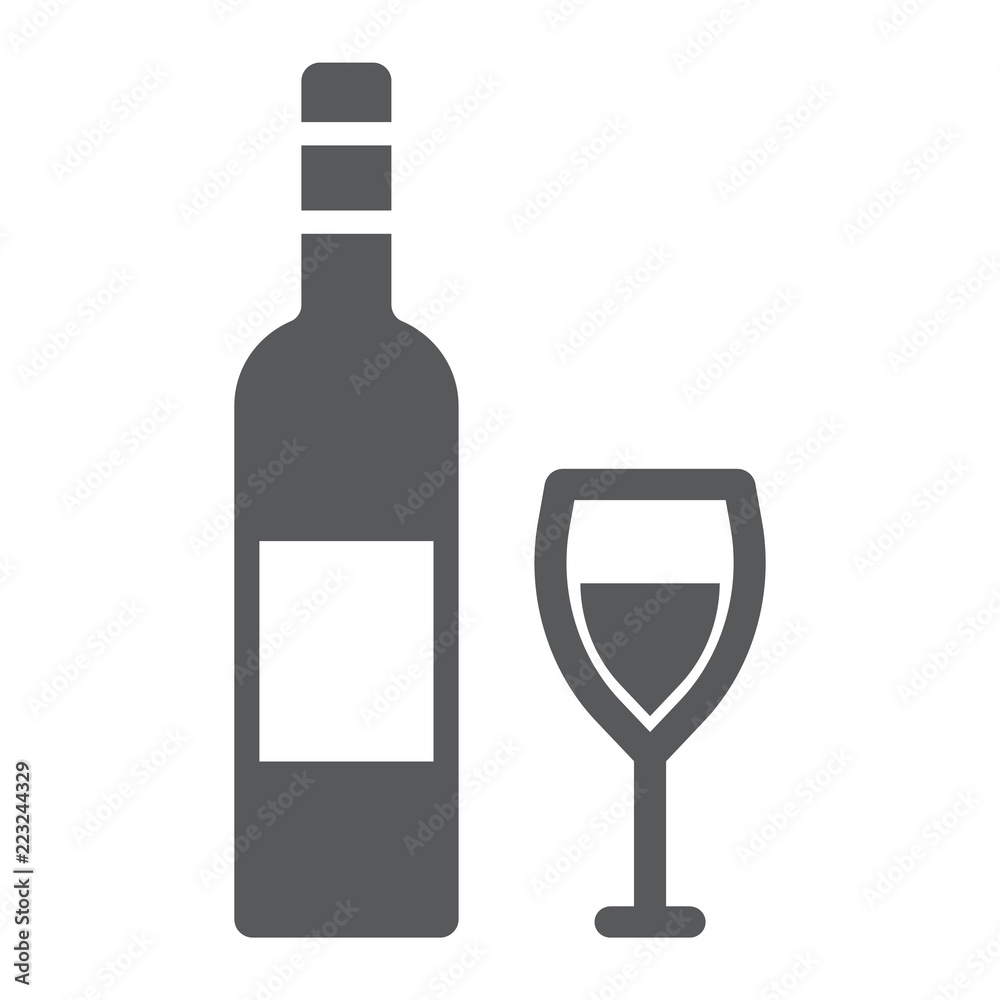 Wine glyph icon, alcohol and drink, glass sign, vector graphics, a solid pattern on a white background. Wine glyph icon, alcohol and drink, glass sign, vector graphics, a solid pattern on a white background.