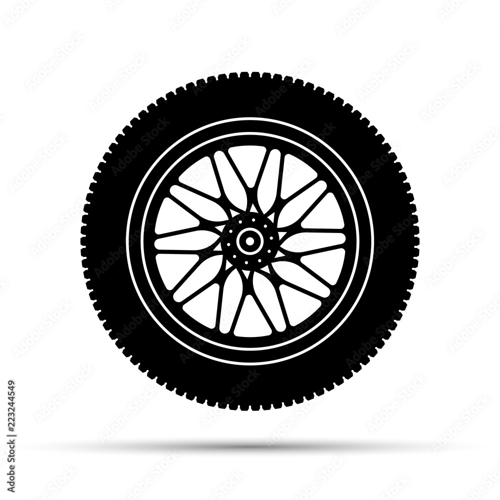 Car wheel icon on a white background