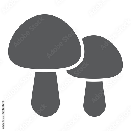 Mushroom glyph icon, food and vegetarian, champignon sign, vector graphics, a solid pattern on a white background.
