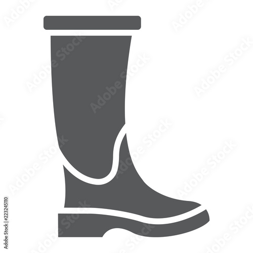 Rubber boot glyph icon, footwear and protection, galoshes sign, vector graphics, a solid pattern on a white background.
