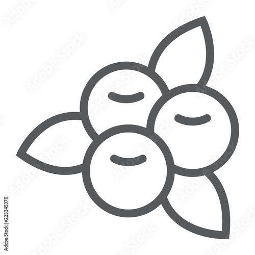 Cranberry line icon, food and berry, vitamin sign, vector graphics, a linear pattern on a white background.