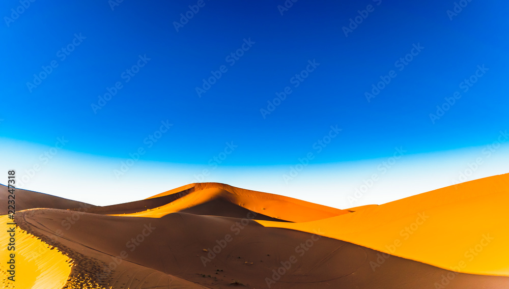 Desert landscape of the Sahara next to Mhamid in Morocco