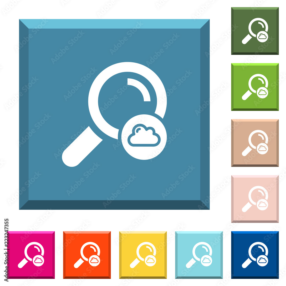Cloud search white icons on edged square buttons Cloud search white icons on edged square buttons