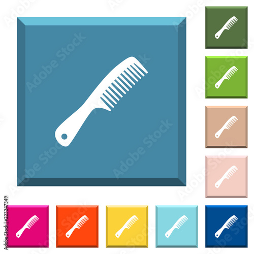 Comb with handle white icons on edged square buttons