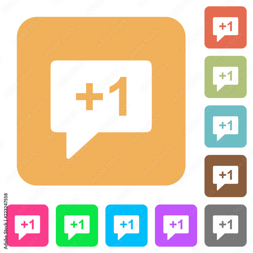 Fototapeta premium Plus one sign rounded square flat icons