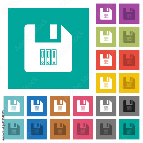 Archive file square flat multi colored icons