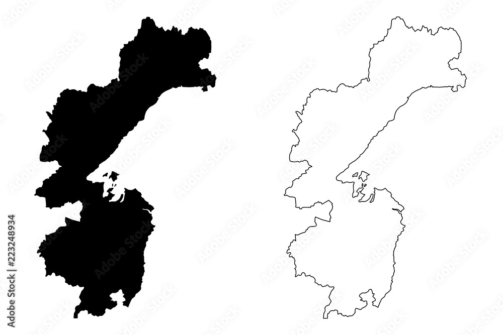 Obraz premium Kraj Chabarowski (Rosja, Przedmioty Federacji Rosyjskiej, Kraj Rosji) mapa ilustracji wektorowych, szkic bazgroły Mapa kraju Chabarowskiego