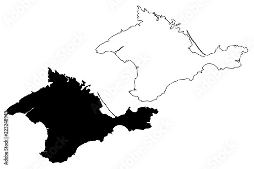 Crimea (Russia, Subjects of the Russian Federation, Republics of Russia, Crimean Peninsula) map vector illustration, scribble sketch Republic of Crimea map