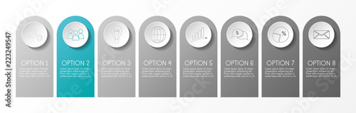 Gray infographic with business icons. Vector.