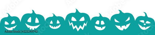 Halloween - concept of panoramic banner with pumpkins. Vector.