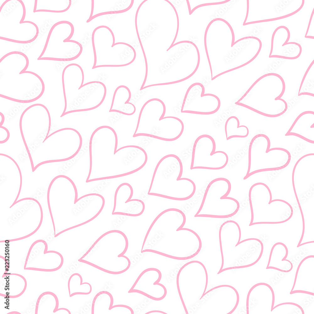 Seamless pattern with hearts of different sizes. A pattern for expressing feelings.