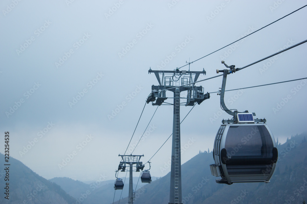 Ski lift foggy Ski lift foggy