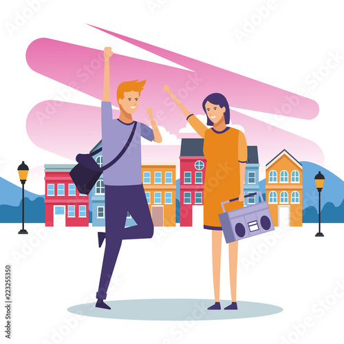 People and city
