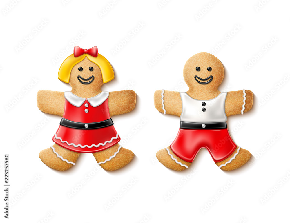 Vector 3d gingerbread realistic man woman xmas Vector 3d gingerbread realistic man woman xmas