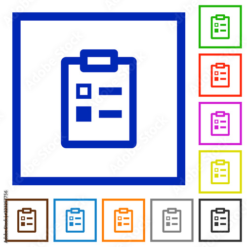 Survey flat framed icons