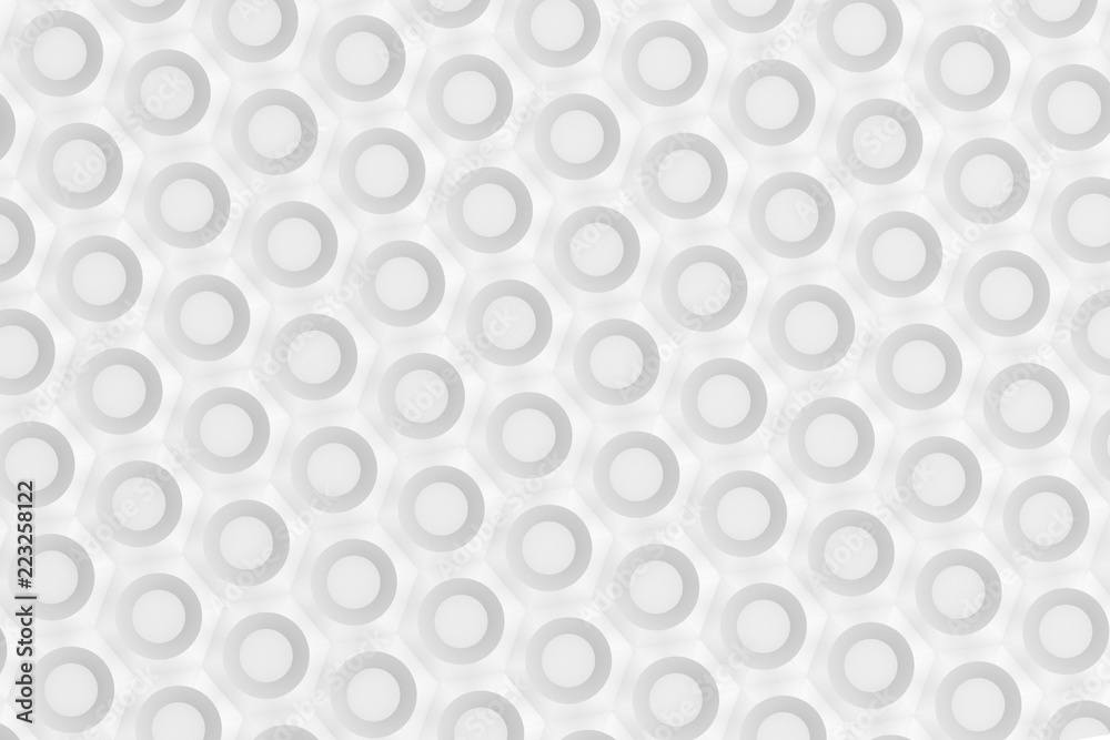 Texture of hexagonal three-dimensional grid with cells of different depths with convex round elements 3d illustration Texture of hexagonal three-dimensional grid with cells of different depths with convex round elements 3d illustration