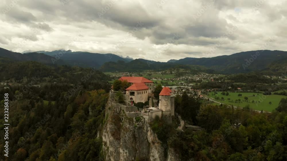 Aerial view of Blejski Grad (old town Bled) near the Bled lake in Slovenia Aerial view of Blejski Grad (old town Bled) near the Bled lake in Slovenia