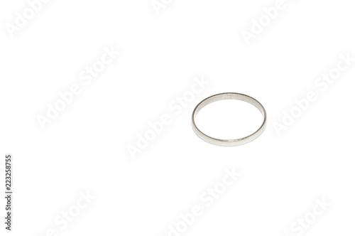 delicate silver ring, isolated in white background