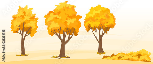 Autumn trees set