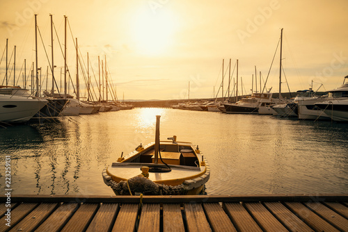 Boat at sunset in Adriatic sea