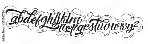 Vector Alphabet. Exclusive Custom Letters. Lettering and Custom Typography for Designs: Logo, for Poster, Invitation, etc. Handwritten brush style modern cursive font.