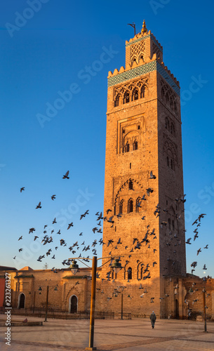 The minaret of the Koutoubia Mosque, Marrakesh, Morocco photo