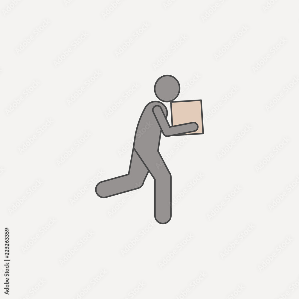 man runs with box 2 colored line icon. Simple colored element illustration. man runs with box outline symbol design from carrying and picking box set man runs with box 2 colored line icon. Simple colored element illustration. man runs with box outline symbol design from carrying and picking box set