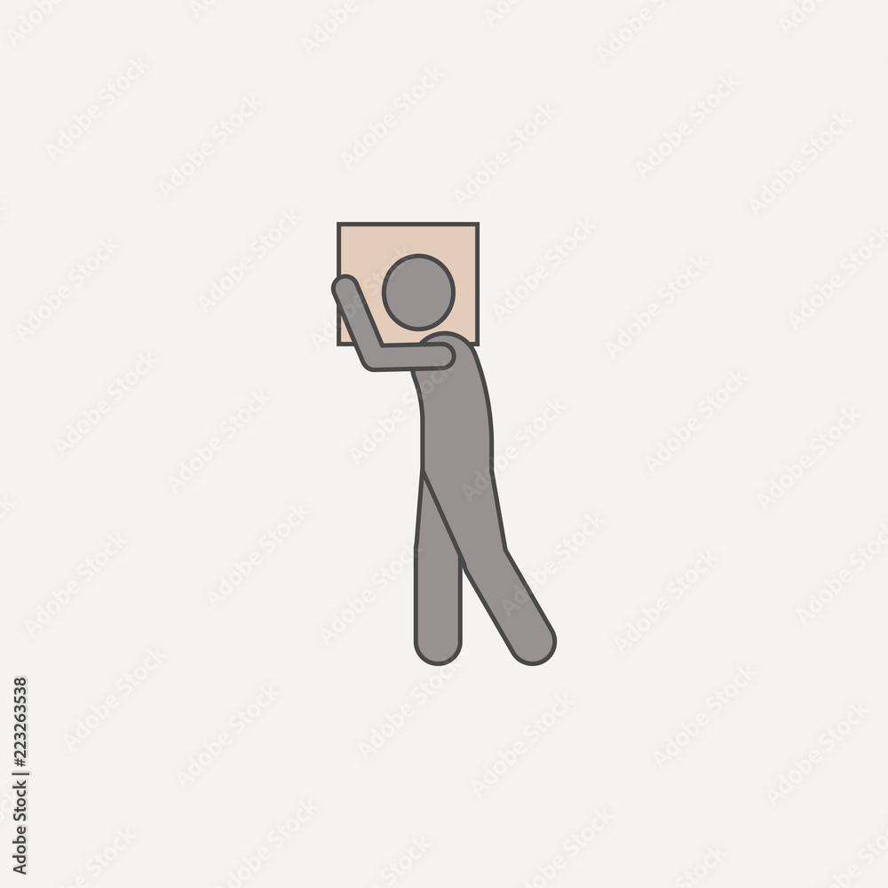man carries box on shoulder 2 colored line icon. Simple colored element illustration. man carries box on shoulder outline symbol design from carrying and picking box set man carries box on shoulder 2 colored line icon. Simple colored element illustration. man carries box on shoulder outline symbol design from carrying and picking box set
